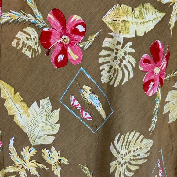 Y2K Vintage STUDIO JPR Linen Maxi Skirt Hibiscus Monstera Leaf Tropical Print 10 - Picture 2 of 6